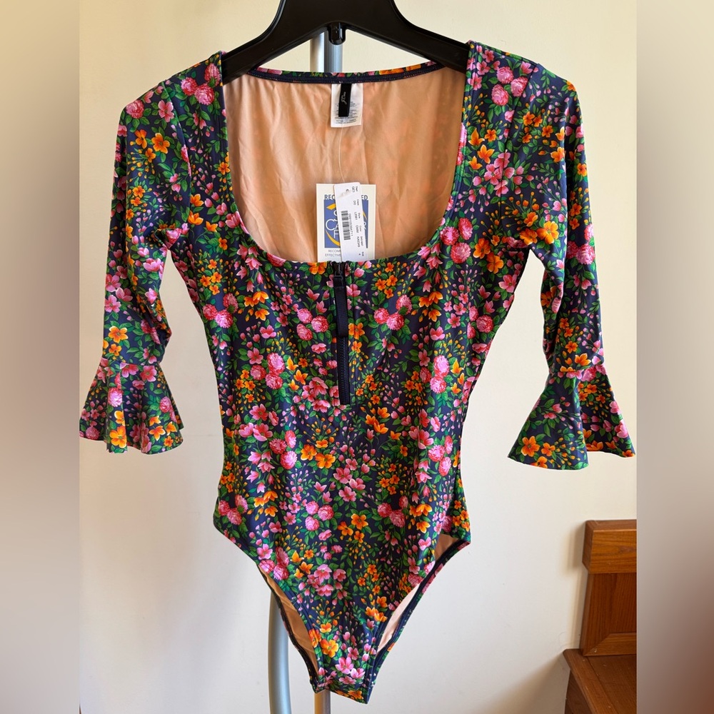 J.Crew Women’s One-piece Flutter-sleeve Floral Swimsuit